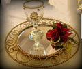Handcrafted Gold Mirror Tray Set with Embellished Milk Glass | Doodh Pilai Wedding Decor