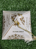 Personalized Nikkah Mubarak Favor Boxes | Custom Pyramid Favor Boxes with Gold Tassel