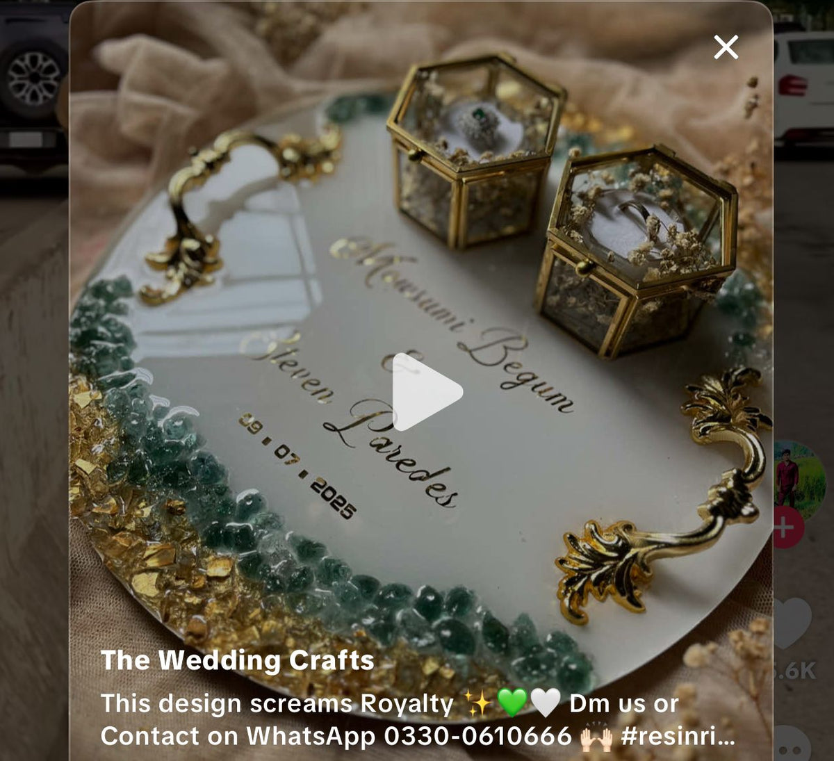 Title: Personalized Wedding Ring Platter with Floral Arch Decor