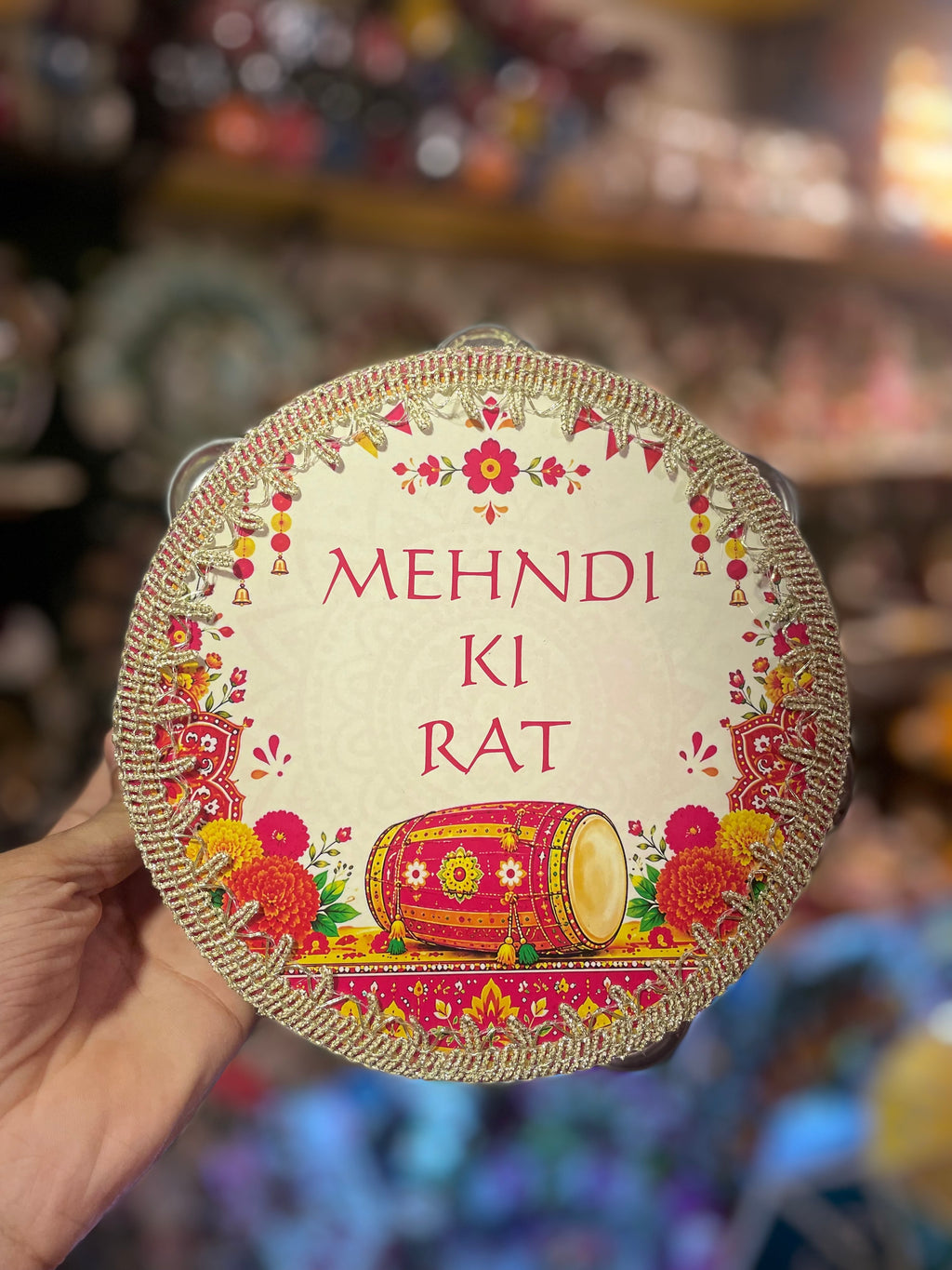 Dulhay Ki Behen Decorative Tambourine – Groom's Sister Wedding Dafli Prop for Mehndi, Sangeet & Photoshoots
