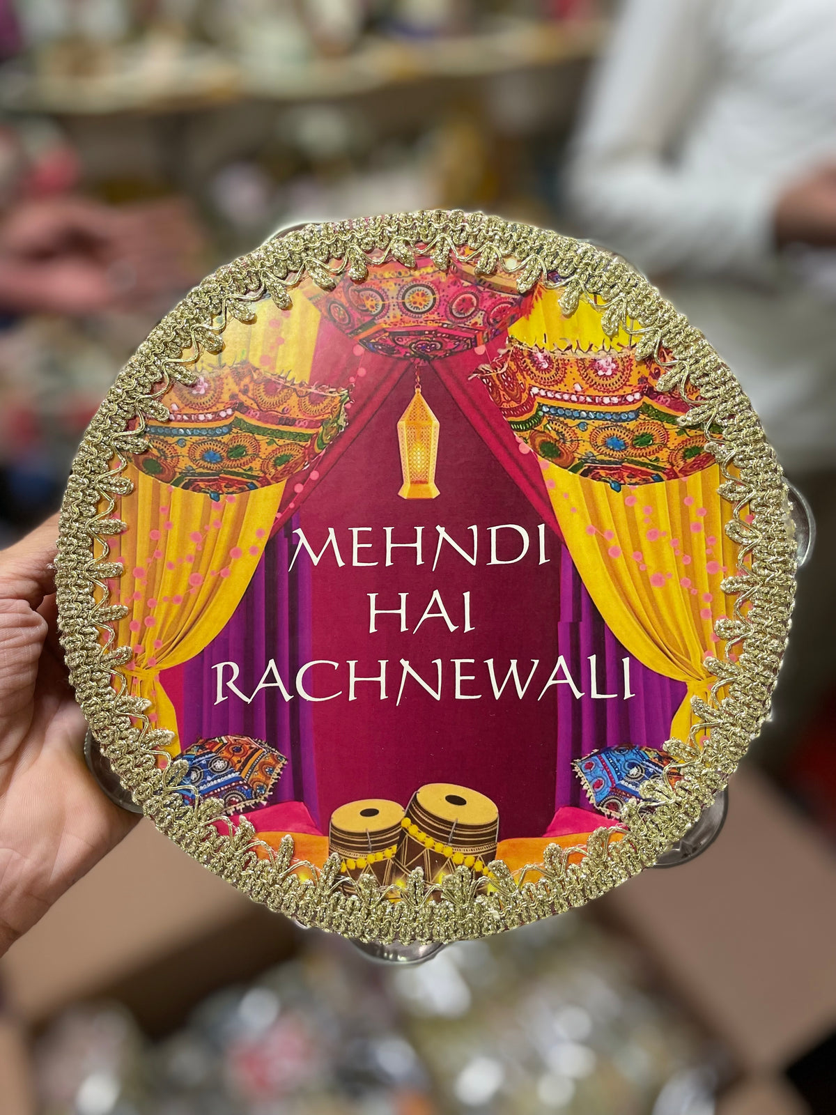 Dulhay Ki Behen Decorative Tambourine – Groom's Sister Wedding Dafli Prop for Mehndi, Sangeet & Photoshoots