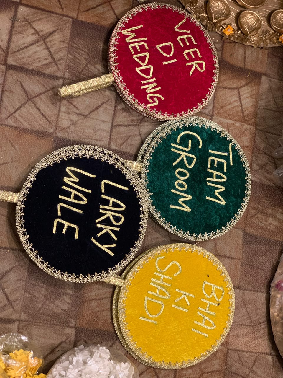 Customized Mehndi Team Hand Fans | Bridal Squad Wedding Props