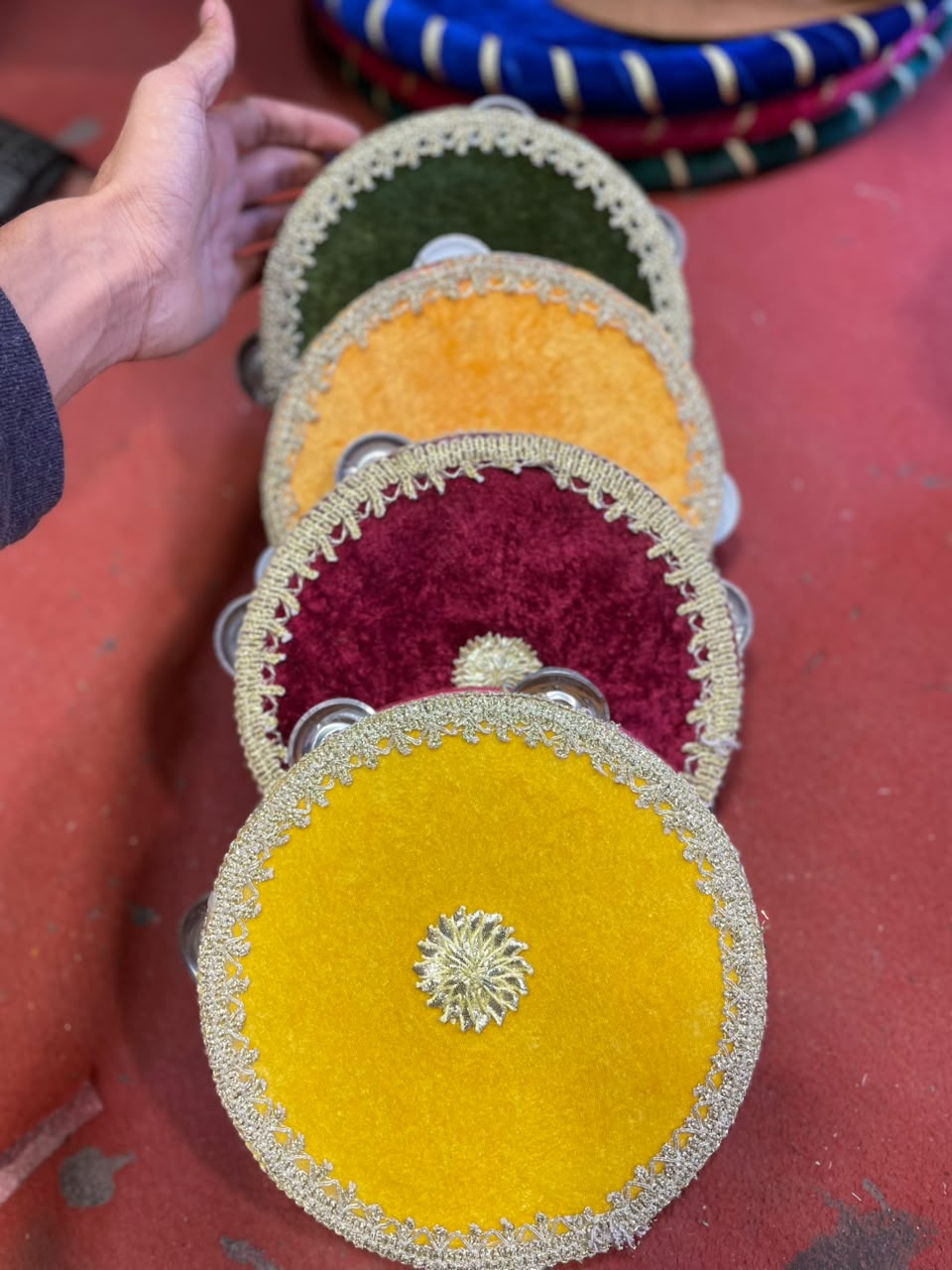 Handcrafted Velvet Dafli Props with Gold Zari Lace for Mayun & Mehndi Ceremonies