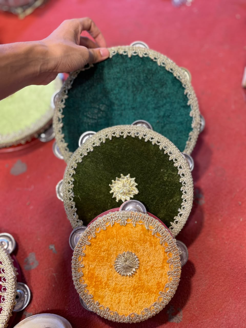 Handcrafted Velvet Dafli Props with Gold Zari Lace for Mayun & Mehndi Ceremonies