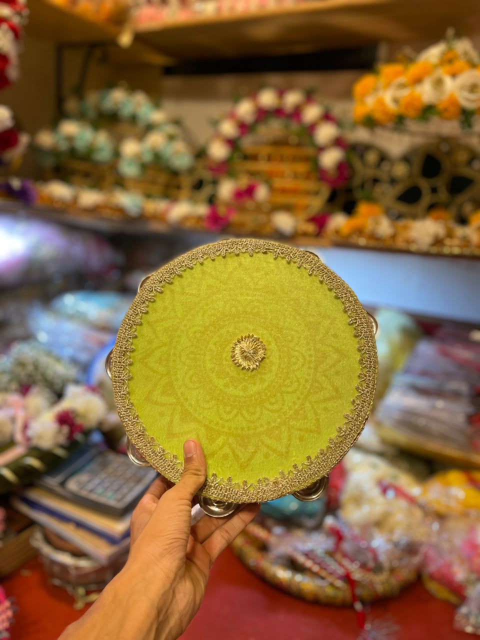 Handcrafted Velvet Dafli Props with Gold Zari Lace for Mayun & Mehndi Ceremonies