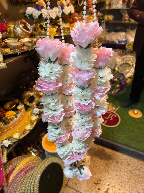 Artificial Flower Wedding Mala Set – Handmade Rose Garlands for Bride & Groom