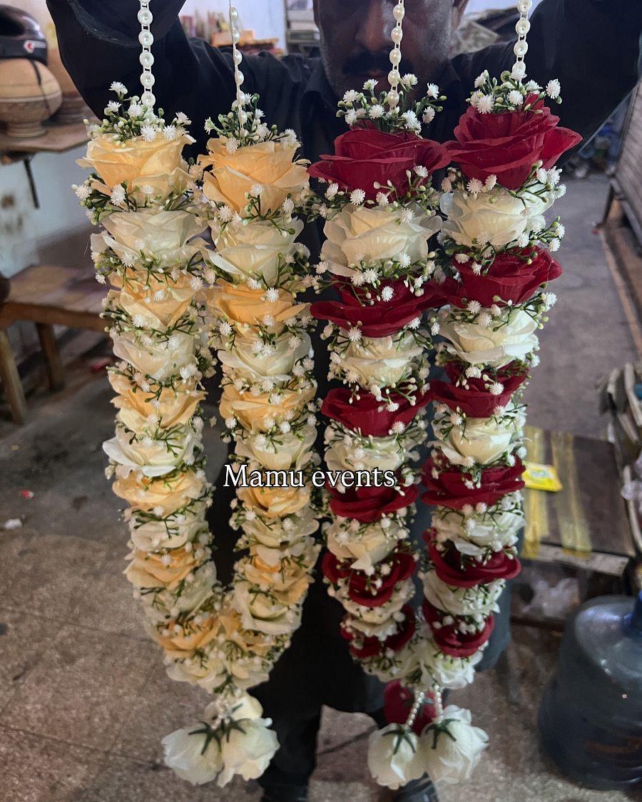 Artificial Flower Wedding Mala Set – Handmade Rose Garlands for Bride & Groom