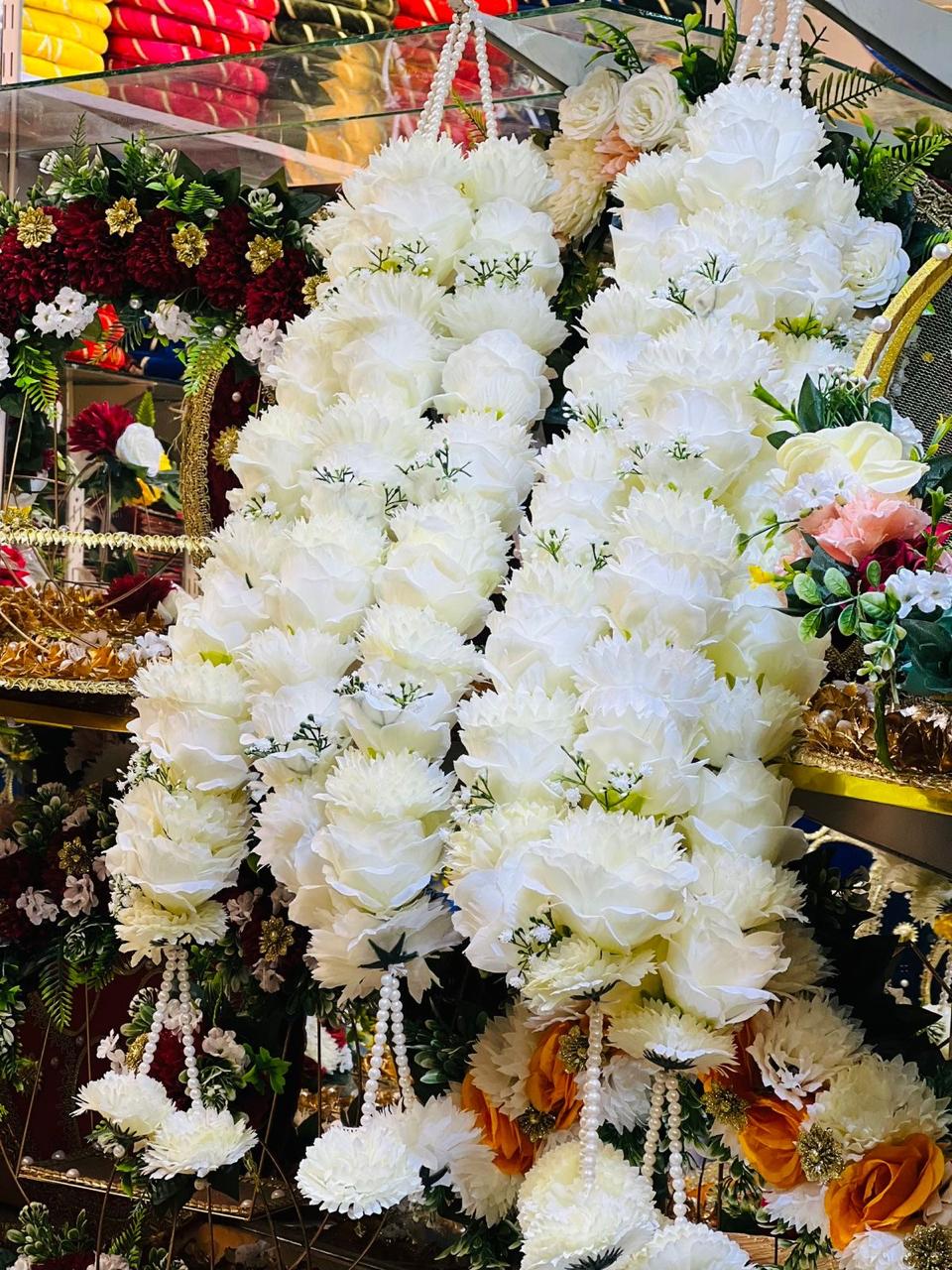 Artificial Flower Wedding Mala Set – Handmade Rose Garlands for Bride & Groom