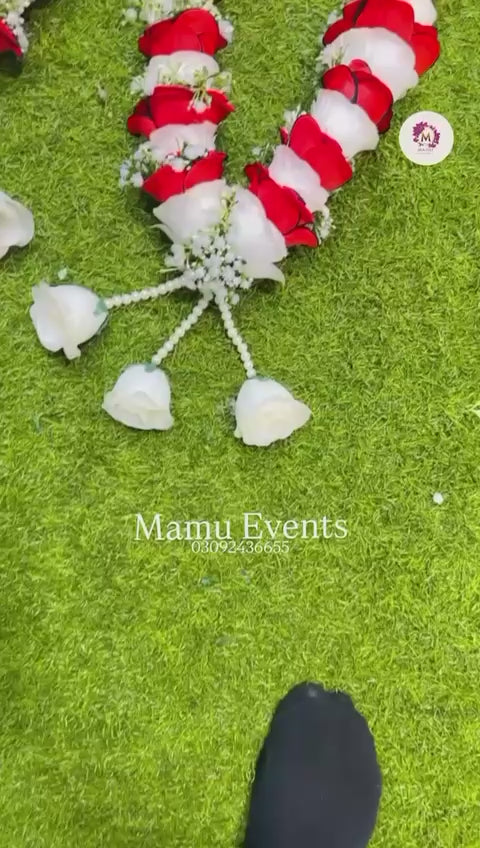Artificial Flower Wedding Mala Set – Handmade Rose Garlands for Bride & Groom