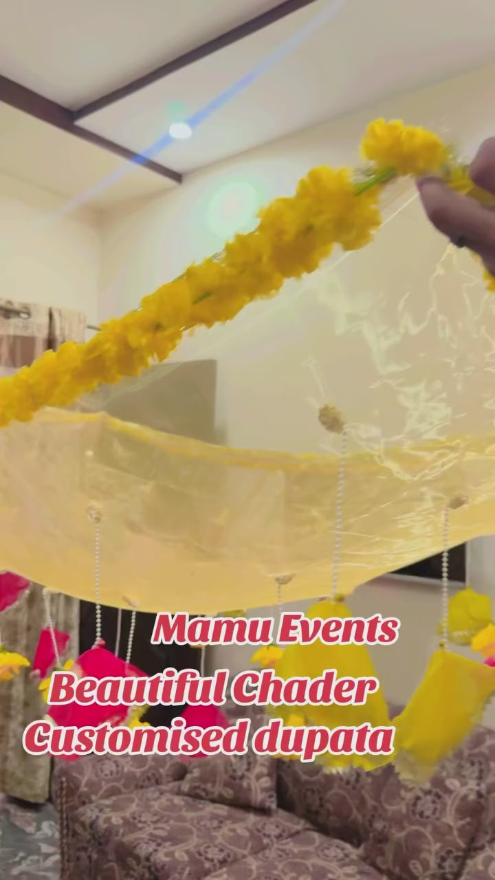 Handcrafted Floral Phoolon Ki Chaddar for Bride Entry | Customized Bridal Dupatta Props