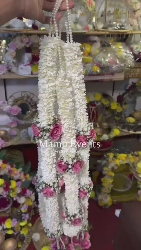 Artificial Flower Wedding Mala Set – Handmade Rose Garlands for Bride & Groom